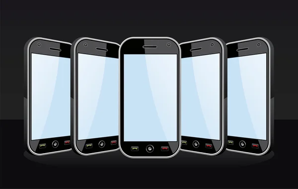Conjunto de modelos de Smartphones em preto — Vetor de Stock