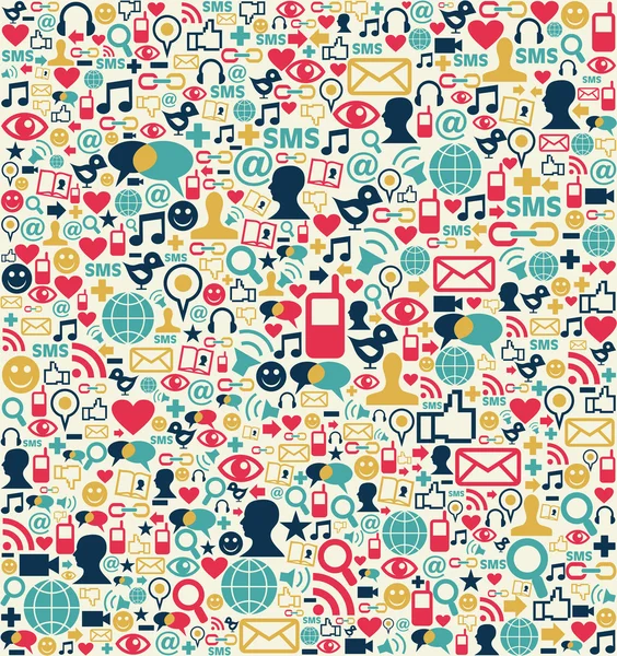 Mediów społecznych sieci ikony wzór — Wektor stockowy