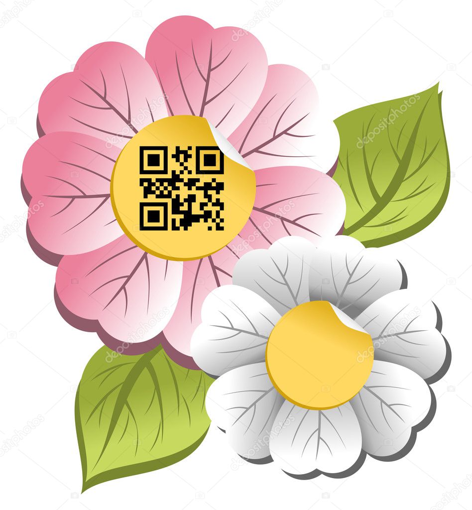 Spring time flower with qr code label