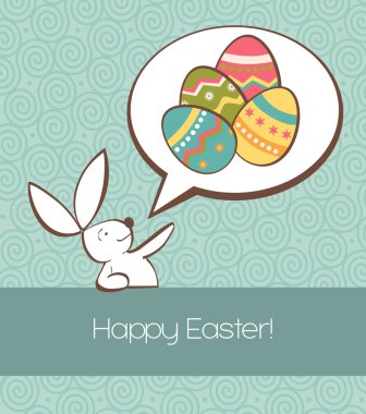 Social Easter bunny with painted egg clipart