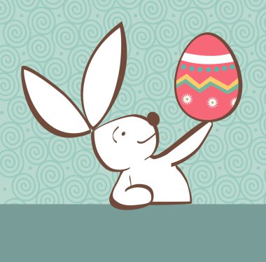 Easter bunny with painted egg clipart