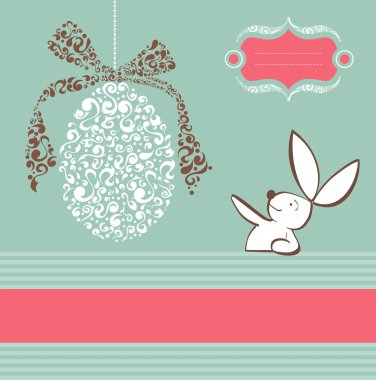 Tribal egg and Easter bunny background clipart