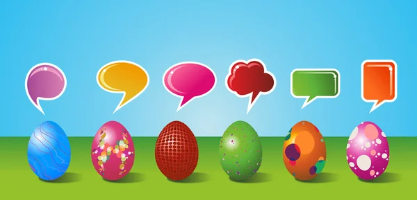Set di uova di Pasqua dipinte sui social media — Vettoriale Stock