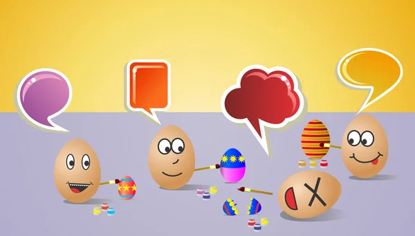 Felices pintores sociales huevos de Pascua — Vector de stock