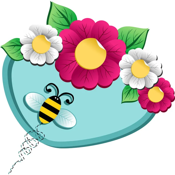 Bahar zaman çiçek ve arı — Stok Vektör