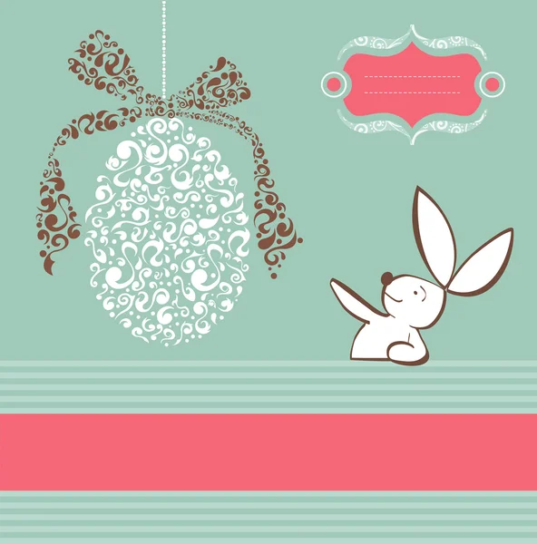 Tribal egg and Easter bunny background — Stock Vector