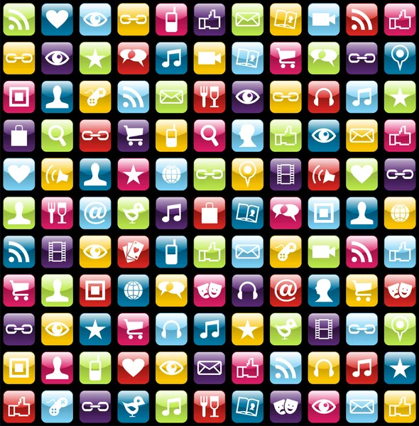 Teléfono móvil iconos de la aplicación patrón de fondo — Vector de stock