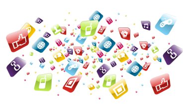 Global mobile phone apps icons splash clipart