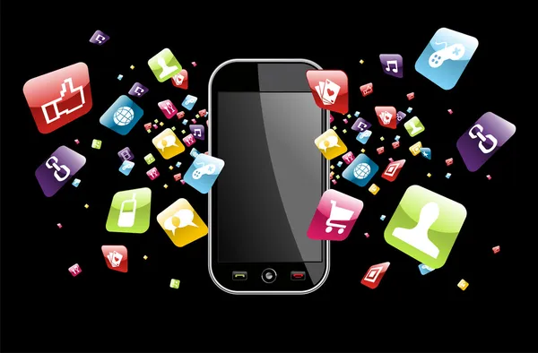 Global akıllı telefon apps simgeler splash — Stok Vektör