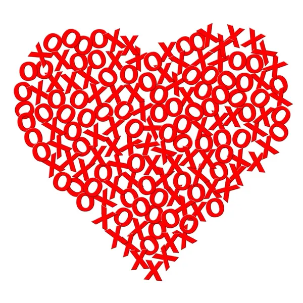 Καρδιά κολάζ δημιουργούνται χρησιμοποιώντας x και o — Φωτογραφία Αρχείου