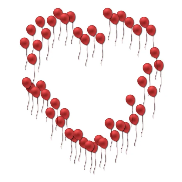 Kırmızı balonlar kullanılarak oluşturulan kalp kenarlık — Stok fotoğraf
