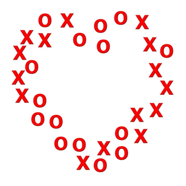 Καρδιά συνόρων δημιουργήθηκε χρησιμοποιώντας x και o — Φωτογραφία Αρχείου