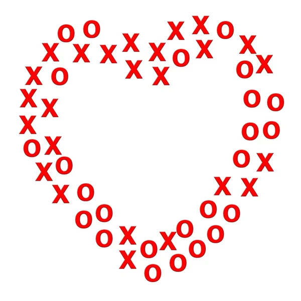 Herzrand mit x und o erstellt — Stockfoto