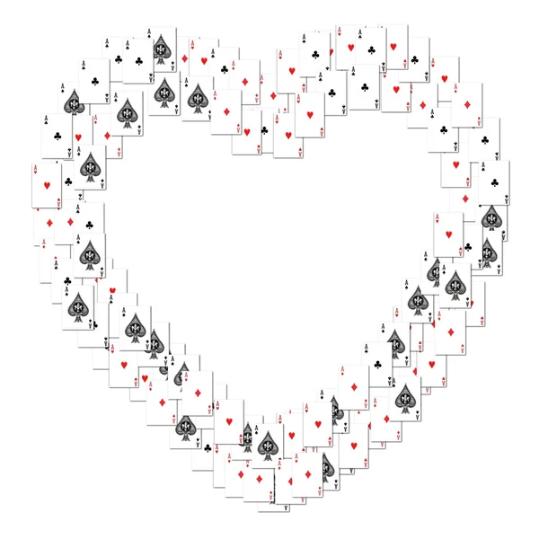 Kalp sınır oluşturan oyun kartları — Stok fotoğraf