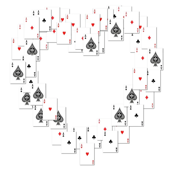 Heart border created playing cards — Stock Photo, Image
