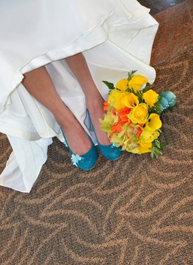 Bride's blue shoes clipart