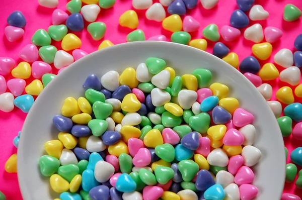 Bowl of candy hearts — Stock Photo, Image