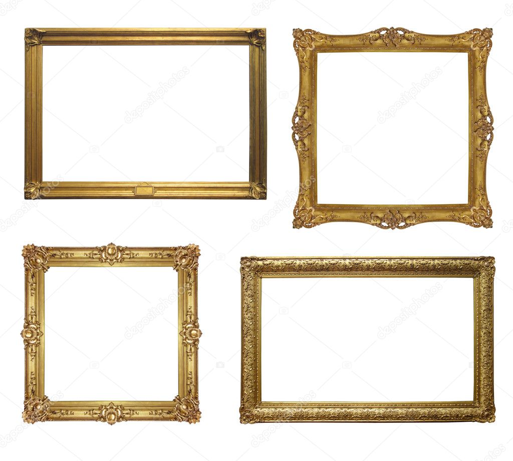 Old antique frame - set of four photos with clipping path