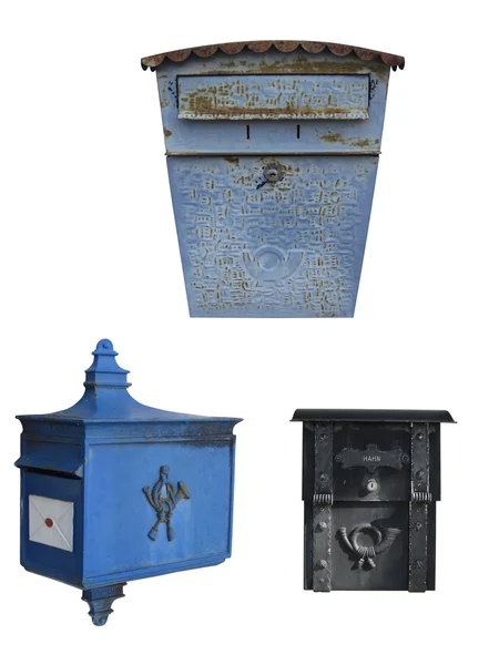 Conjunto de 3 caixas de correio com caminhos de recorte — Fotografia de Stock