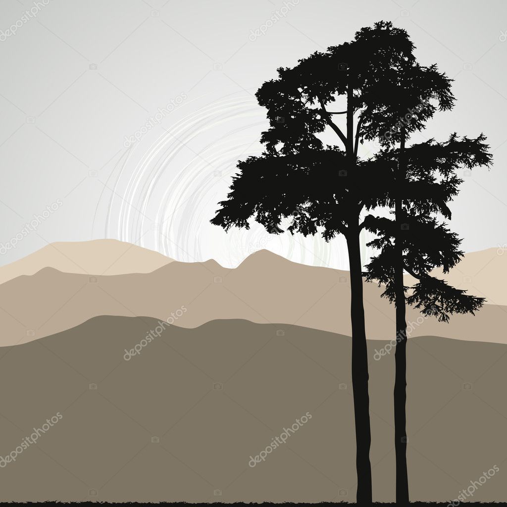 Tree silhouette on an abstract background