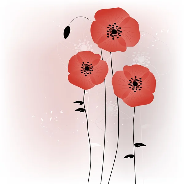 美丽的罂粟花背景图 — 图库矢量图片