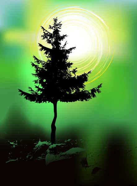 Baumsilhouette auf abstraktem Hintergrund — Stockvektor