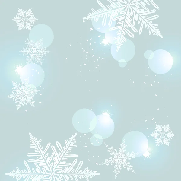 Fundo de inverno, flocos de neve - ilustração vetorial —  Vetores de Stock