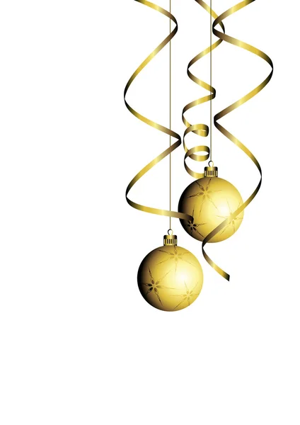 Kerstmis bal met krullend lint — Stockvector