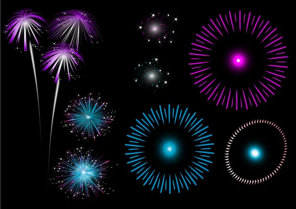 Fuochi d'artificio colorati - set — Vettoriale Stock