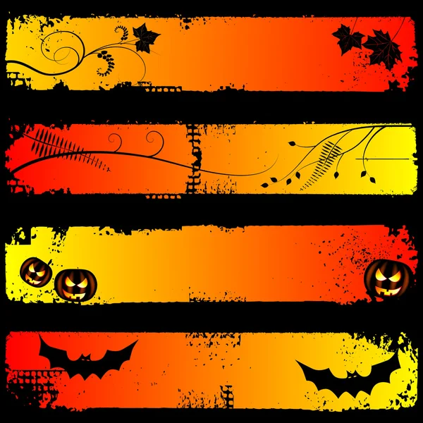 Bandeiras horizontais de Halloween, conjunto — Vetor de Stock
