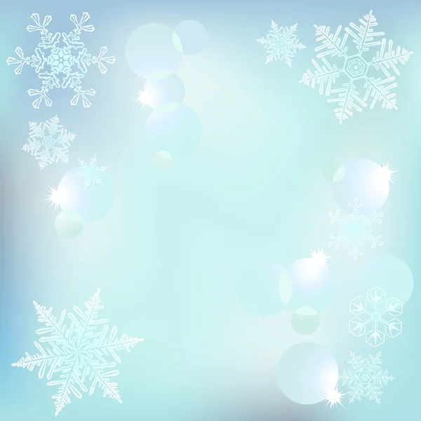 Zimní pozadí, sněhové vločky - vektorové ilustrace — Stockový vektor