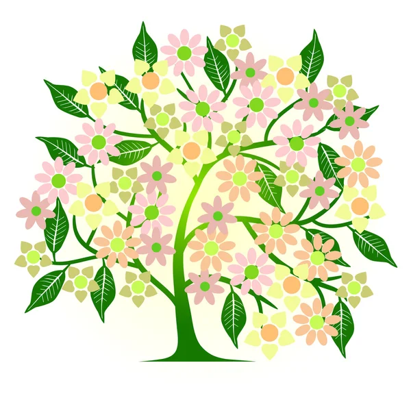 Abstract tree with flowers — Stock Vector