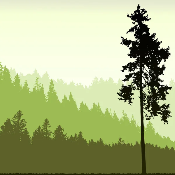 Silhouette d'arbre sur un fond abstrait — Image vectorielle