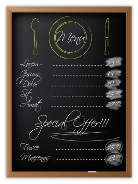 Menu on a blackboard clipart