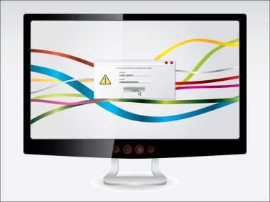 Dsiplay monitor with login screen clipart