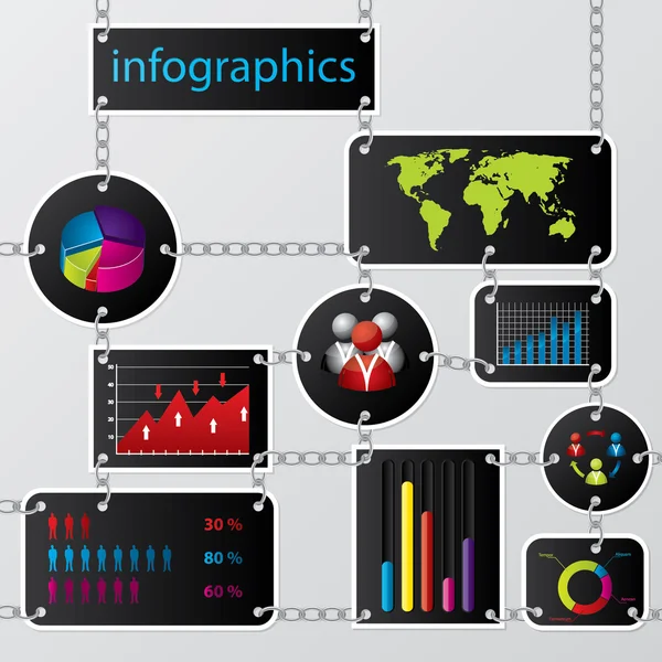 Design der Infografik mit angeketteten Etiketten — Stockvektor