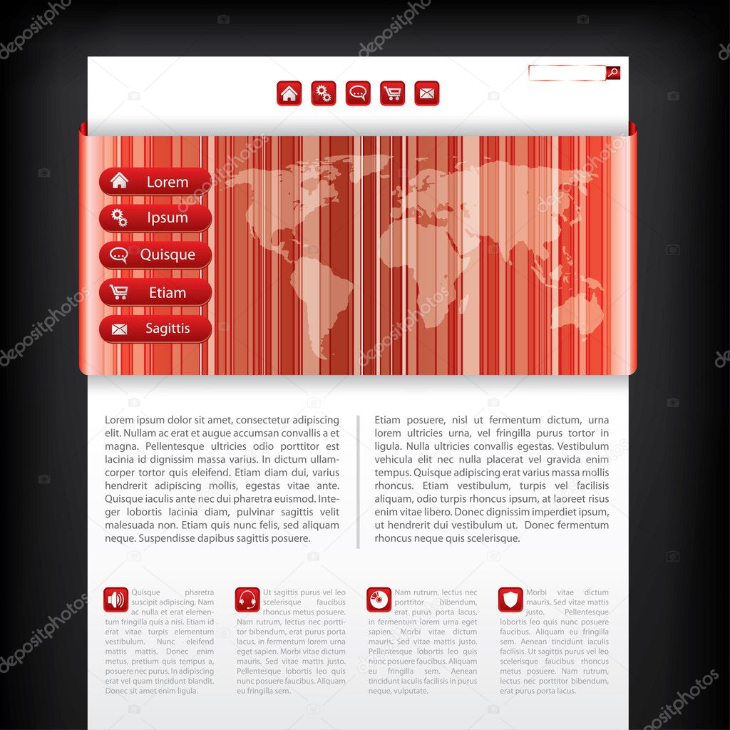 Website template with striped map design
