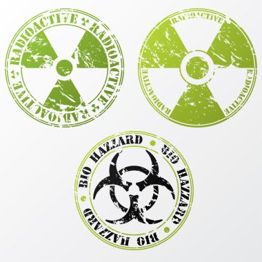 Bio hazard and radioactive stamp set clipart