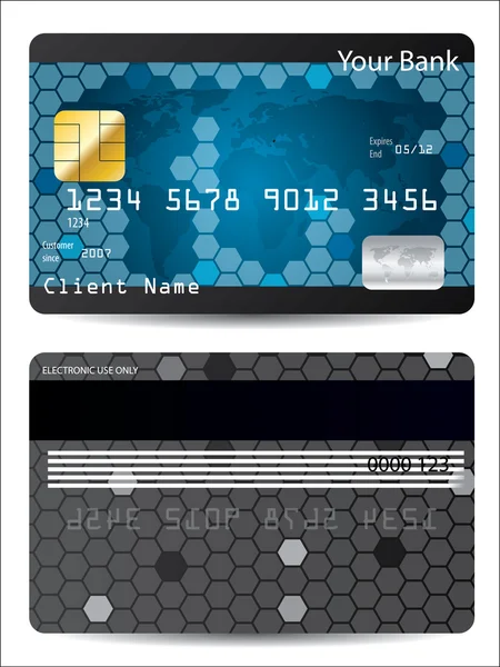 Desain kartu kredit biru - Stok Vektor