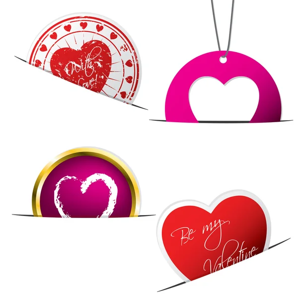 Alla hjärtans klistermärken och etiketter — Stock vektor