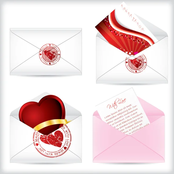Valentine cartas de amor — Vetor de Stock