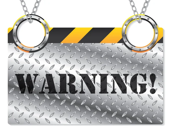 Metallic warning sign — Stock Vector