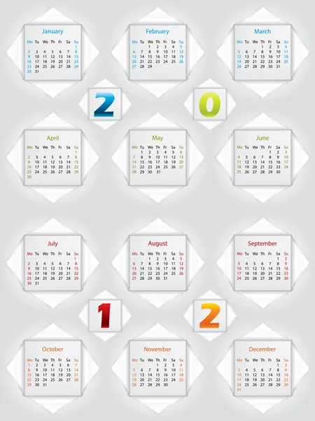 2012 geript kalender — Stockvector