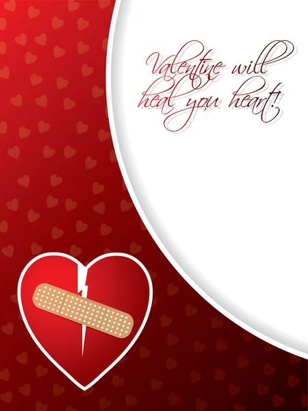 Carte de vœux de Saint-Valentin au cœur brisé — Image vectorielle
