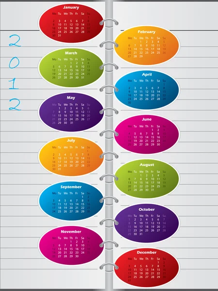 2012 年日历设计像笔记本 — 图库矢量图片