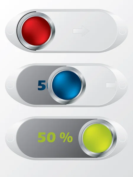 Slideable shiny buttons with hidden discounts — Stock Vector