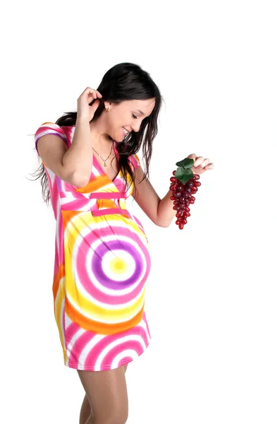 Zwangere vrouw met druivenmost — Stockfoto