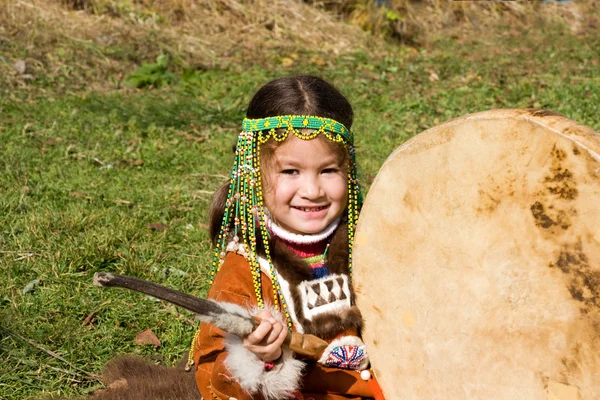 Child with tambourine — Stock Photo, Image