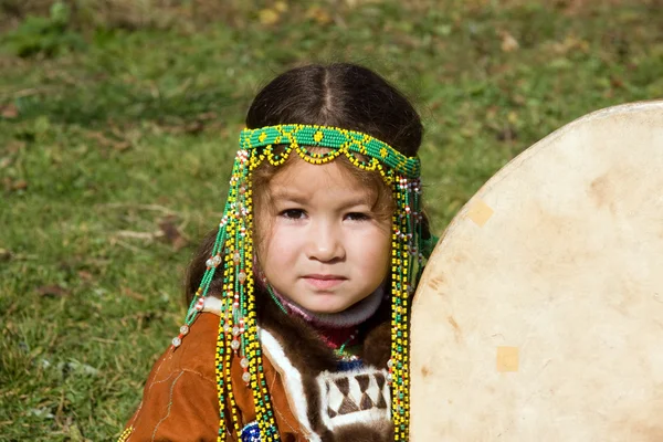 Child with tambourine — Stock Photo, Image