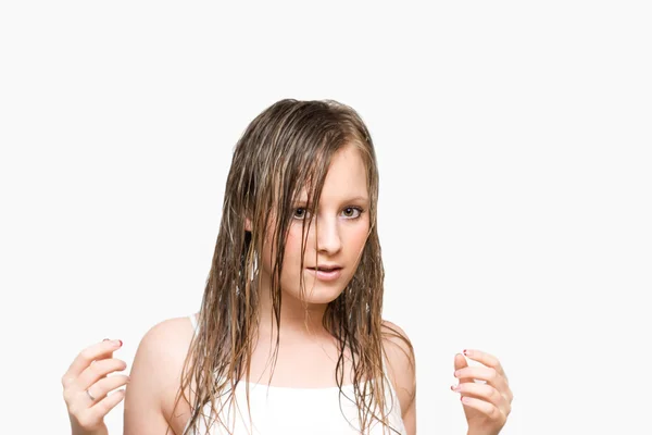 Girl with wet hair — Stock Photo, Image
